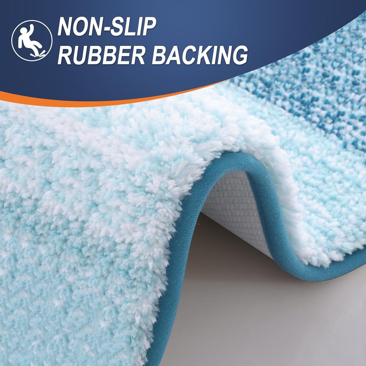 OLANLY Bathroom Rug Mat - Extra Soft Microfiber Bath Mat | Non-Slip Plush Shaggy Design, 36x24 in Peacock Blue