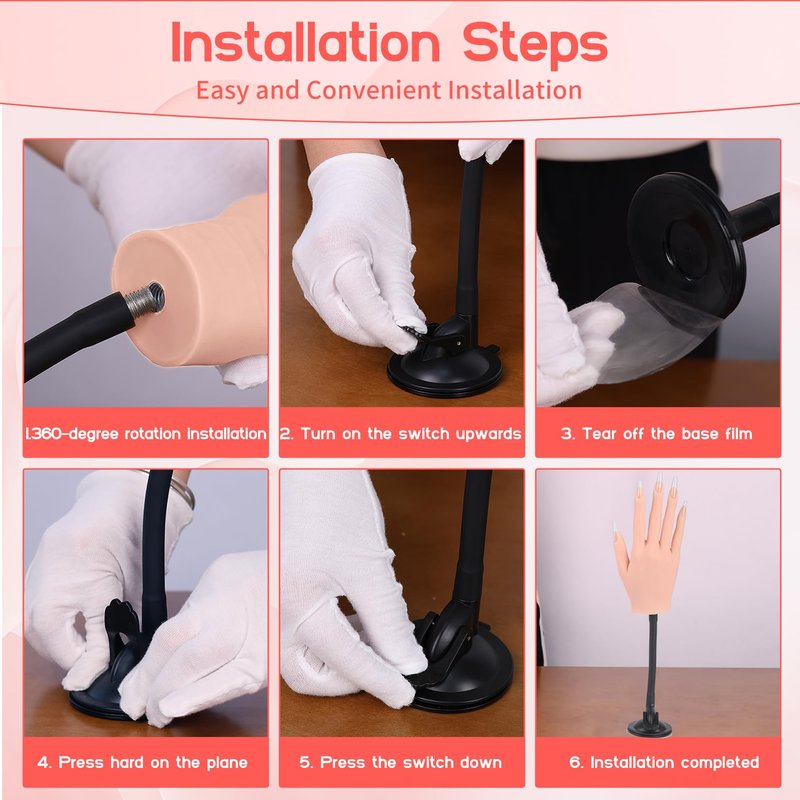 Vnmcry Practice Hand for Acrylic Nails Silicone Fake Hands Mannequin Flexible Bendable Manicure Nail Practice Hand with Stand and 528 Pcs Nail Tips