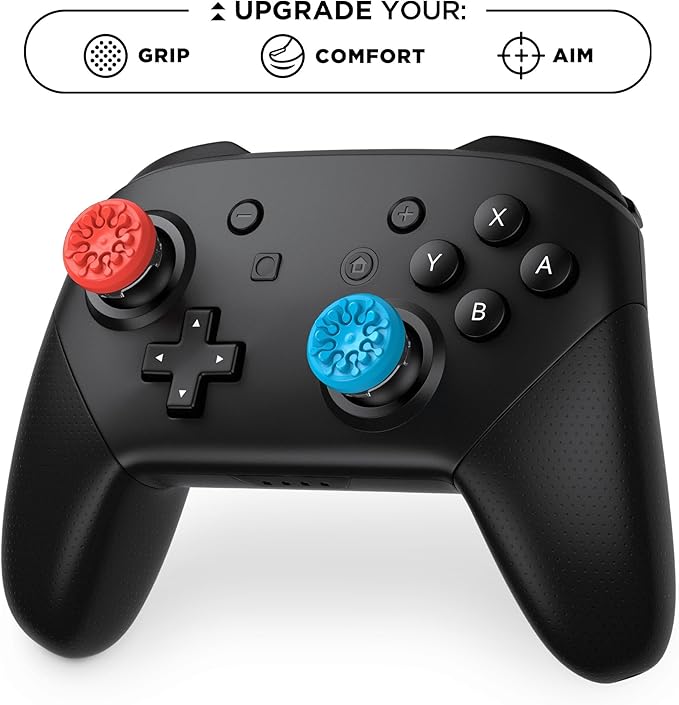 KontrolFreek Splash for Nintendo Switch Pro Controller | Performance Thumbsticks | Concave | Blue/Red