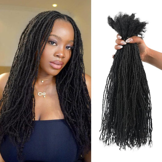 Originea 8-18 Inch 0.1 and 0.2 0.4 Thickness Curly Tips Interlocked sister Locs 100% Real Human Hair Micro loc Extensions Permanent Dreadlock Extensions (1B# 0.1cm Curly, 16 Inch 30 Strands)