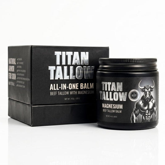 Titan Tallow Balm for Face and Body with Magnesium - Grass-Fed, Grass-Finished Beef Tallow Moisturizer with Manuka Honey, Jojoba Oil, Rosehip Oil, Calendula Extract, and Vitamin E