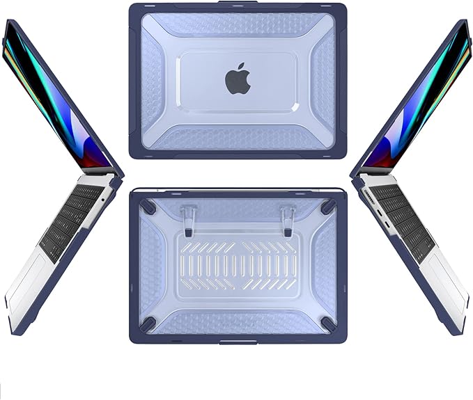 Batianda Extreme Heavy Duty Case for New MacBook Air 13.6 inch 2026 M5 2025 M4 2024 M3 2022 Release - Anti-Slip Rubberized Stand (Holds 25lbs) Honeycomb Exoskeleton Max Cooling & Stability - Navy Blue