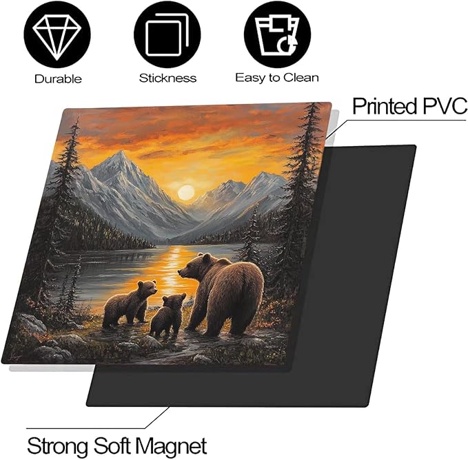Lake Sunset Reflection Brown Bear Dishwasher Magnet Cover, Creative Kitchen Appliances Panel Decorate Refrigerator Front Door Magnets Decals 23" W x 17" H