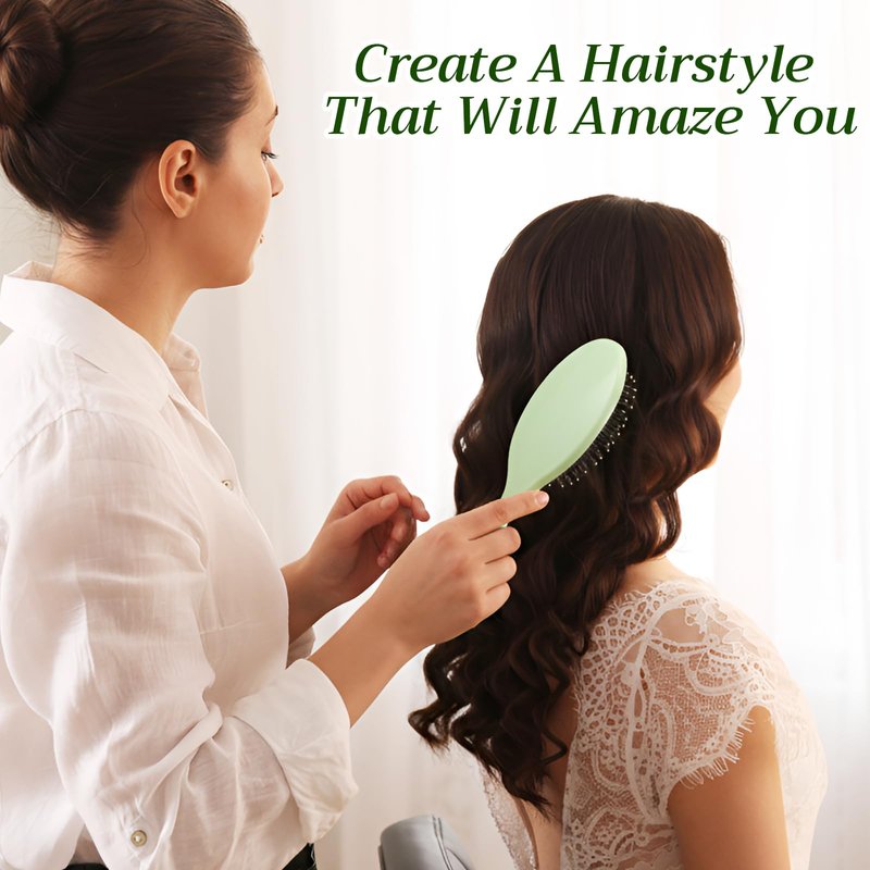 Yiyiring 30 Sets Bridal Shower Hair Brush Favors for Guests Sage Green Wet Detangling Brush bulk with Organza Bags Thank You Card for Wedding Baby Shower Party Gifts for Women
