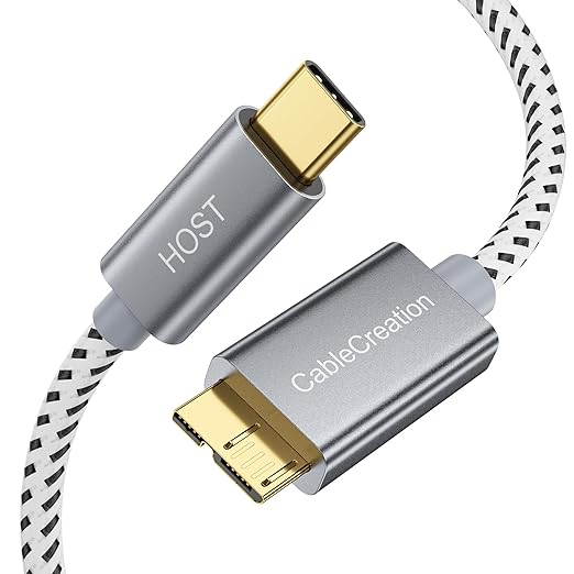 CableCreation USB C to Micro B Short Cable 1FT, 10G Micro B to USB C External Hard Drive Cable for iPhone 15/16/17,Samsung Galaxy S24,Seagate WD Westgate My Passport,MacBook Pro/Air, iPad/Tablet