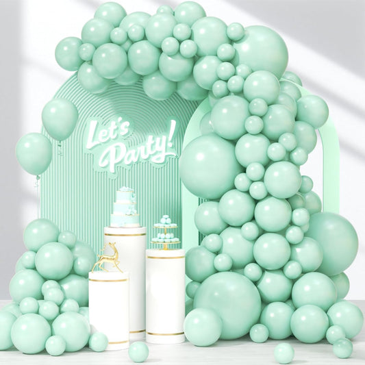 Skiennix Mint Green Balloon Set - 120 Latex Balloons in 5 Sizes for Birthday & Wedding Decor