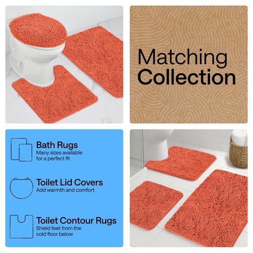 GORILLA GRIP Bath Rug Mat 30x20, Thick Soft Absorbent Chenille, Quick Dry Microfiber Mats, Rubber Backing Washable Shower Floor Rugs, US Designed Bathroom Bathmat Home Decor Accessories, Coral