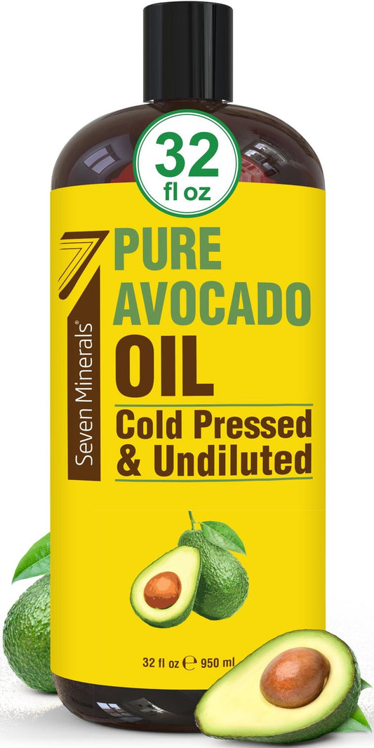 NEW Cold Pressed Avocado Oil For Hair, Skin, & Face - Big 32oz - Premium Grade & Hexane Free, 100% Pure, GMO Free, & Non-Greasy Carrier Oil for Natural Hair and Skincare - Great with Essential Oils