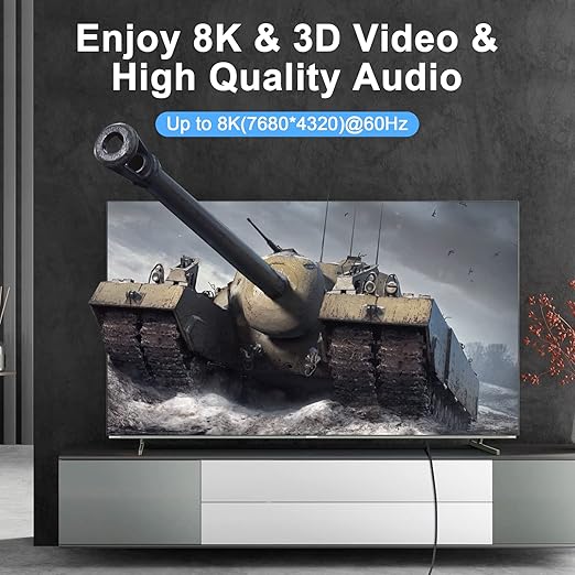 Thsucords 8K 4K HDMI Cable 10FT 2 Pack, High Speed Braided HDMI to HDMI 2.1 Cord Supports 8K@60Hz, 4K@120Hz 144Hz 48Gbps Compatible with Roku TV/PS5/HDTV/Blu-ray