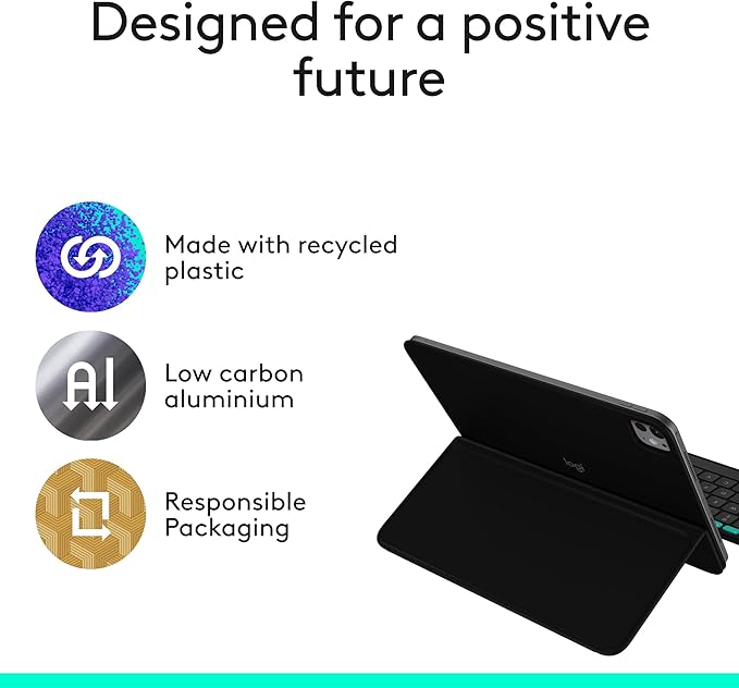 Logitech Flip Folio, Keyboard Case for iPad Pro 11-inch (M4 & M5) & iPad Air 11-inch (M2, M3 & M4)(5th Gen) - Protective & Stowable Bluetooth Keyboard Case, Multi-Device - Midnight Black