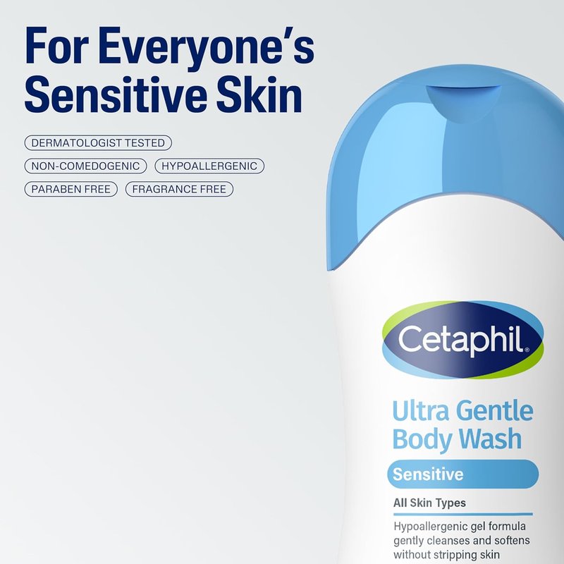 Cetaphil Ultra Gentle Body Wash - Hypoallergenic Aloe Vera & Vitamin B5 | 16.9oz (Pack of 3) for Sensitive Skin