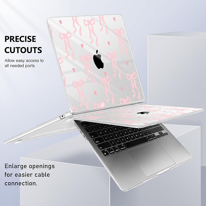 Lepeoac Case for 2026/2025/2024/2023 MacBook Air 15-inch Laptop Release M5 A3448 /M4 A3241 /M3 A3114 /M2 A2941, Stylish Protective Hard Shell Cover for MacBook Air 15.3 inch, Bow