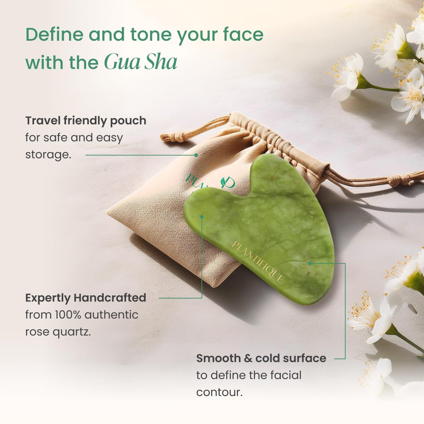 PLANTIFIQUE Massage Set: Jade Gua Sha & Korean Face Serum for Glowing Skin