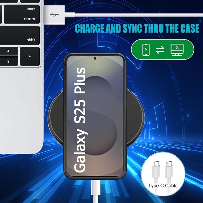 KCKEBLM Battery Case for Galaxy S25 Plus, [12000mAh] Slim Portable Protective Fast Charging Case Backup Power Bank Battery Case Compatible with Galaxy S25 Plus-6.7 inch-Black