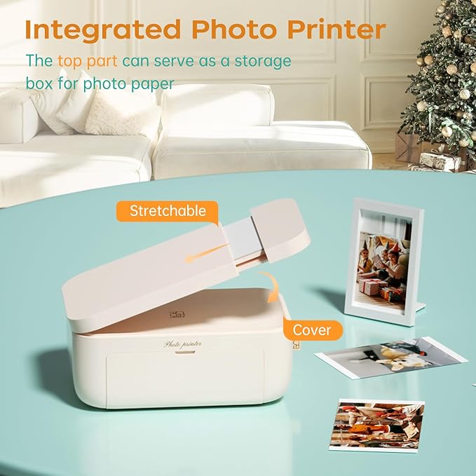 HPRT 4x6 Photo Printer with 108 Sheets & 2 Ribbons - Dye Sublimation Wireless Portable Photo Printer for iPhone & Android Smartphones, Home & Travel Picture Printing, Ideal Gift, Beige