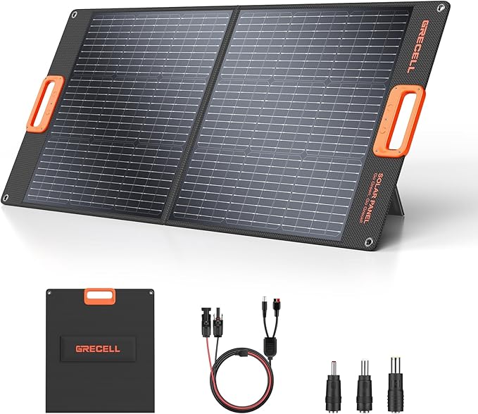 100W Portable Solar Panel for Power Station Generator, 20V Foldable Solar Cell Solar Charger with High-Efficiency Battery Charger for Outdoor Camping Van RV Trip