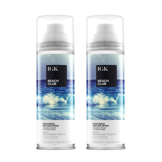 IGK Beach Club Texture Spray 2 pack – Salt-Free Volumizing Spray for Touchable Beach Waves and Instant Volume – Lightweight, Non-Drying Formula – Suitable for All Hair Types