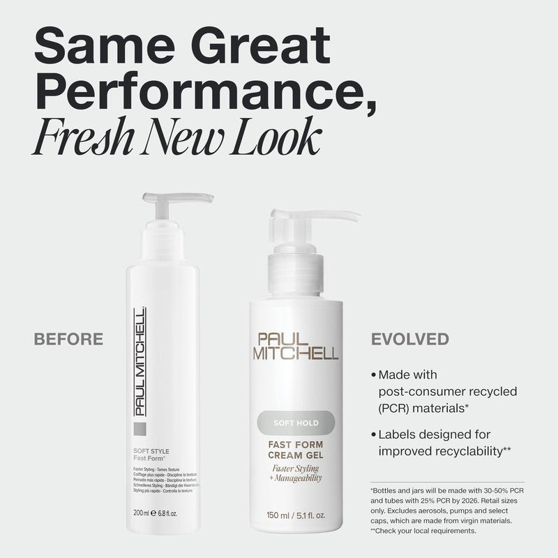 Paul Mitchell Fast Form Styling Cream Gel, Soft Hold, Faster Styling + Manageability, For All Hair Types, 5.1 fl. Oz