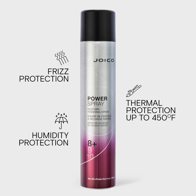 Joico Power Spray Fast-Dry Finishing Spray | For Most Hair Types | Protect Against Heat & Humidity, Pollution & Harmful UV | Paraben & Sulfate Free | 72 Hour Hold | 9.0 Fl Oz