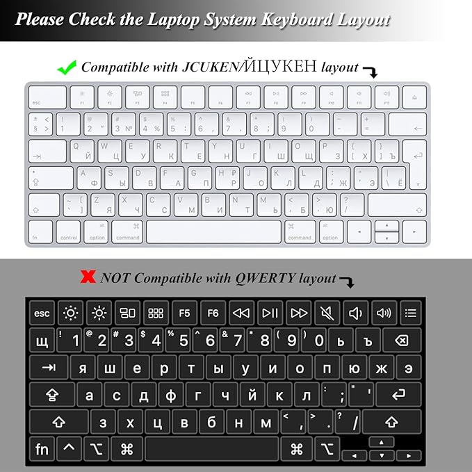 Russian Language Keyboard Cover Skin for 2026-2022 MacBook Air 15.3 inch A3448 A2941 A3114 A3241/MacBook Air 13.6 inch A3449 A3113 A2681 A3240 with M5 M4 M3 M2,MacBook Air Keyboard Protector-Black