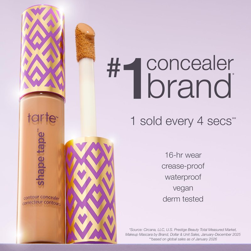 tarte shape tape concealer – Full-Coverage Creaseless Soft Matte Finish, Brightening Under-Eye & Face Makeup, 16hr Longwear, Vegan & Cruelty-Free, travel size, 60N mahogany