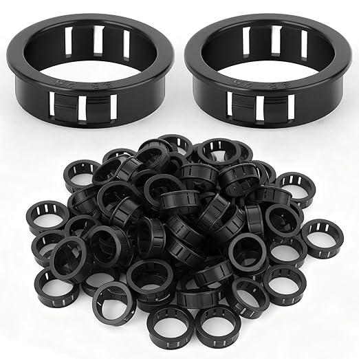 GAGIRA 100PCS 1" Black Cable Snap Bushing Grommet, Snap in Cord Bushing Protect Cables