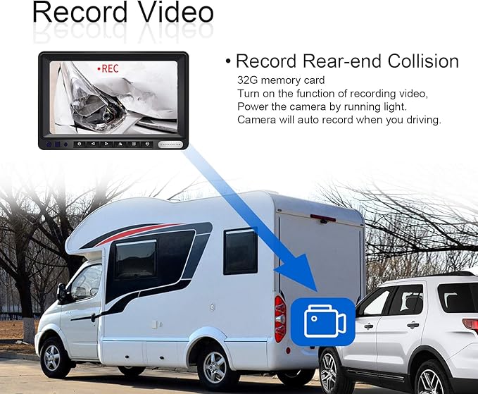 ZEROXCLUB 1080P FHD Digital Wireless Backup Camera System Kit for RV/Truck/Trailer/Van/Bus,Night Vision,7inch HD LCD Monitor,IP69 Waterproof Rear View Camera No Interference Record-HW02-M