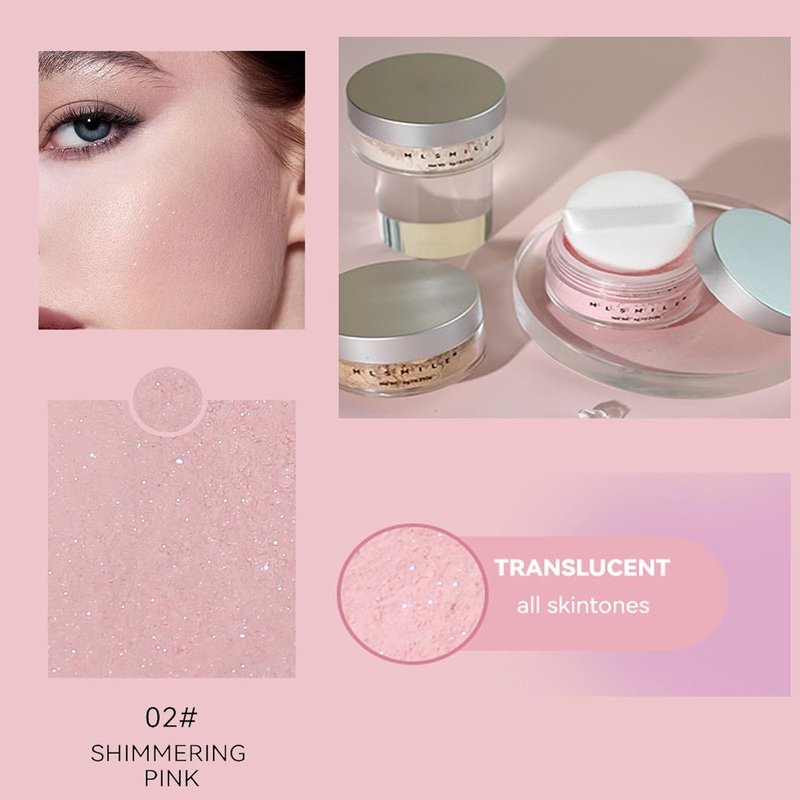 Translucent Shimmer Setting Powder - Waterproof Oil Control | Long-Lasting Face Highlighter for All Skin Types