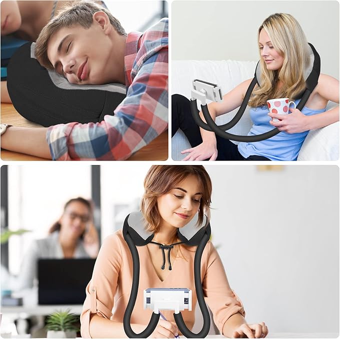 MoKo Neck Phone Holder, Lazy Gooseneck Phone Pillow Holder Bracket, 360°Rotate Phone Tablet Stand for 5.5-11" Device, fits iPhone 17/17 Air/17 Pro/17 Pro Max, iPhone 16/Pro/Pro Max/Plus, iPhone 15/Pro