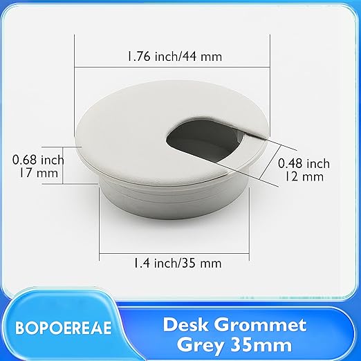 BOPOREAE Desk Grommet 1-3/8" (35 mm), Desk Cord Hole Cover, Cable Grommet ABS Plastic, Desk Hole Grommet for Office and Home Table Cable, Detachable Cable Cord Organizer (Light Grey 8 Pcs)