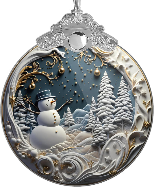 Skiennix Christmas Ornaments - Unique 4-Inch Snowman Acrylic Art for Holiday Decor | Festive Car Decorations