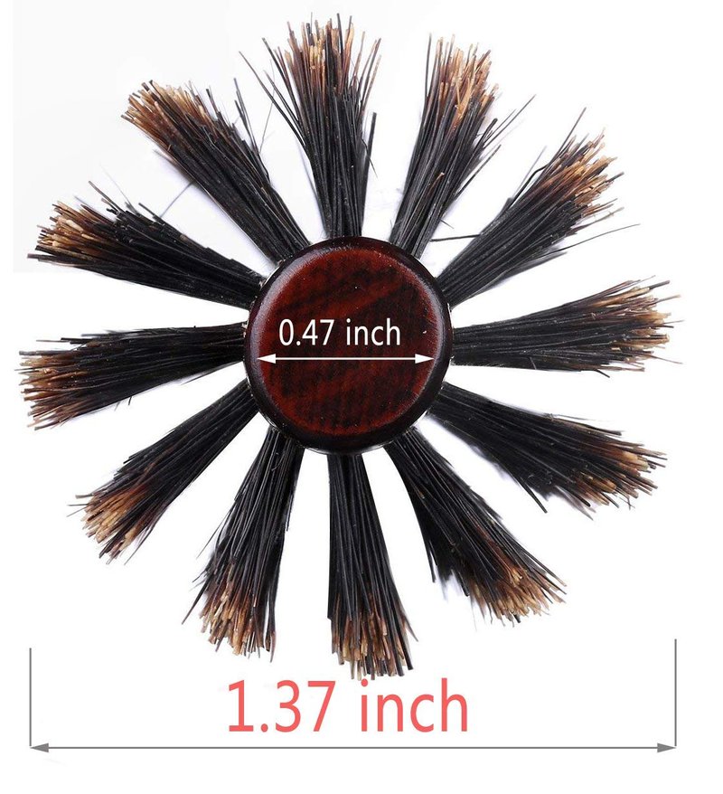 PERFEHAIR Boar Bristle Round Brush-1.3 inch, Pack of 2, Small Round Brushes for Blow Drying Styling Short, Fine, Thin Hair & Beard