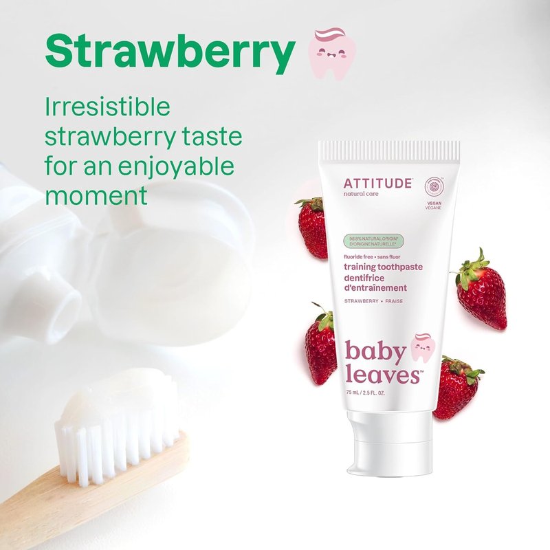 Fluoride-Free Training Toothpaste for Kids - Natural Vegan Strawberry Flavor | 2.6 Oz (Pack of 6)