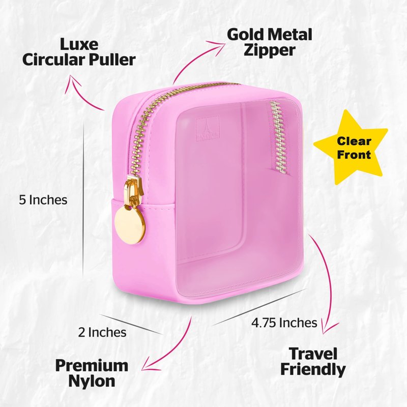 DANCOUR Clear Makeup Bag Large Pouch Cosmetic Travel Bag TSA Approved Light Pink Clear Cosmetic Case Organizer