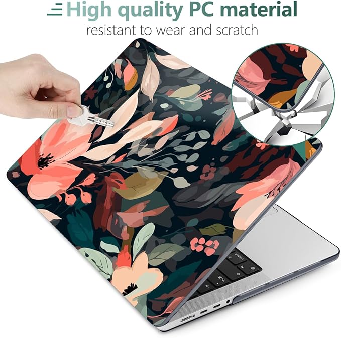 DONGKE Compatible with MacBook Pro 16 Inch Case (2026-2021 Release, M5 M4 M3 M2 M1 Pro/Max Chip), Plastic Hard Shell Cover with Keyboard Cover & Screen Protector for MacBook Pro 16", Painted Florals