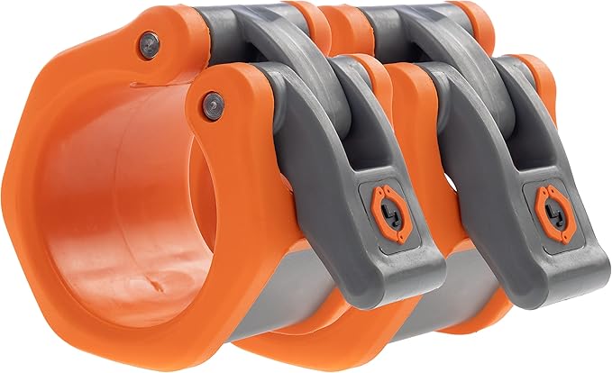 Lock-Jaw Barbell Collars HEX Olympic Barbell Clamps 2 Pcs – Heavy Duty Bar Clamps for 2” & 50mm Olympic Bars – Secure Weight Bar Clamps for Strength Training & Home Gym Accessories – Orange