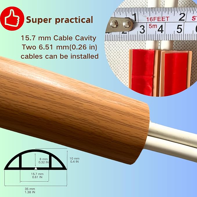 BEIEBIJOB Self Adhesive Floor Cord Cover, Cable Protector,3.3ft,Yellowwood
