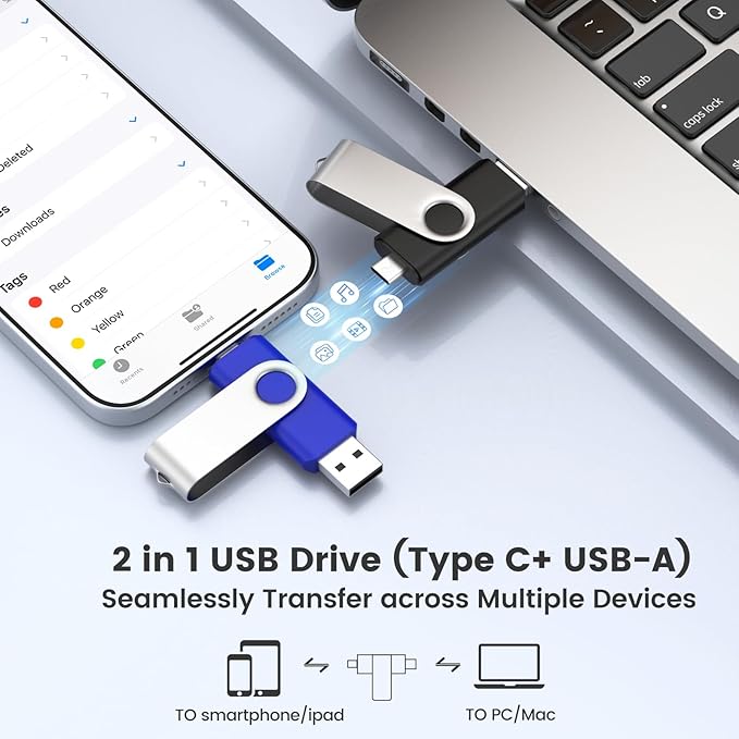 ABLAZE 32GB USB C Flash Drive 10 Pack, OTG USB 2.0 + Type C Memory Stick Dual Type C Thumb Drive Compatible with iPhone 17/16/15, Android Smartphone, Computers
