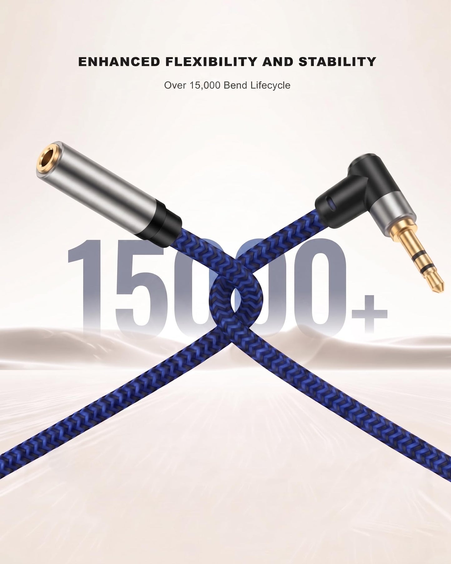 GGMTY 3FT 3.5mm Audio Extension Cable, 90-Degree Right Angle Aux Extender Cord (Male to Female), Nylon Braided TRS Stereo Audio Jack Adapter for Car, PC, Speakers, Headphones (No Mic Support)
