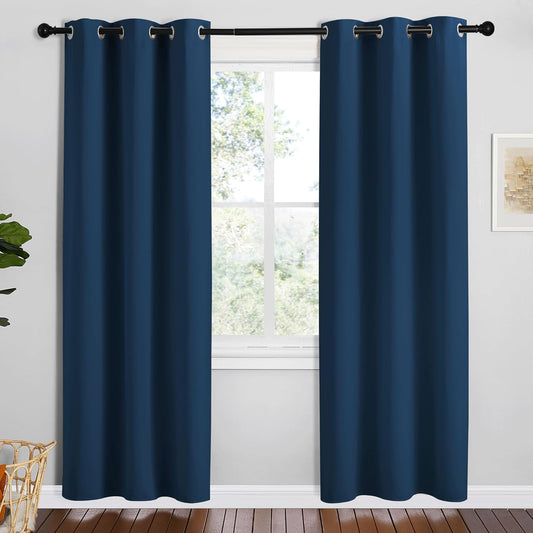 NICETOWN Moroccan Blue Room Darkening Curtains - Thermal Insulated Grommet Drapes, 42" x 78" (Set of 2)
