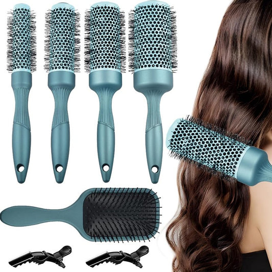 Round Thermal Barrel Brush Set - Professional Heat Styling & Curling Brushes | 5 Sizes for Shiny Hair