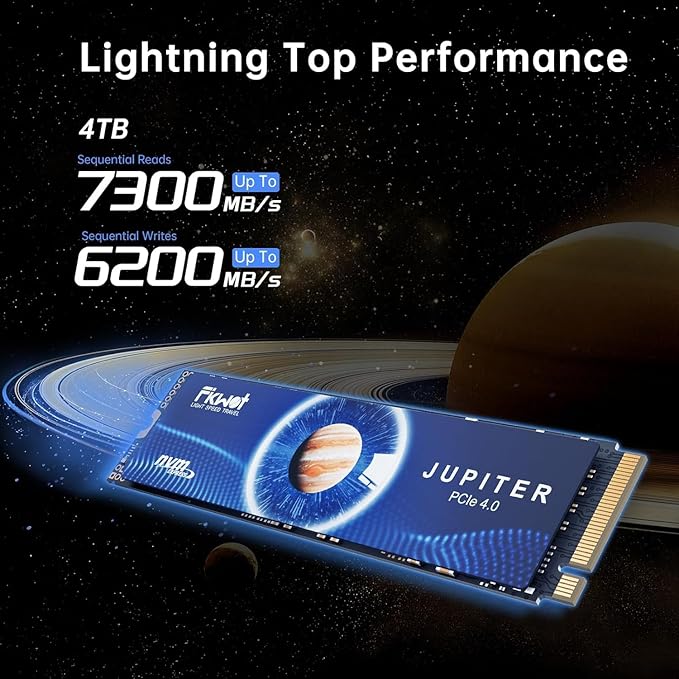 Fikwot FX991 M.2 SSD 4TB NVMe SSD M2 2280 PCIe Gen 4x4, Read Up to 7000MB/s, Internal Solid State Drive for PS5 Laptop Desktop 3D QLC NAND