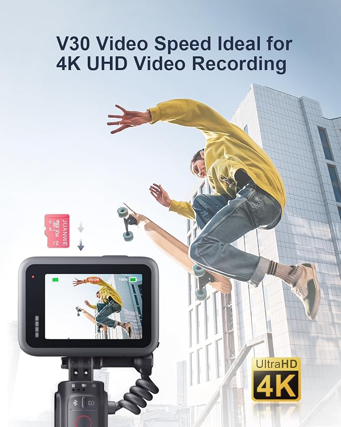 JUANWE 64GB Micro SD Card 5 Pack with SD Adapter 64GB SD Card Memory Card Class 10 microSDXC V30 4K Video Recording U3 A1 TF Card for Dash Cam, Camera, Phone