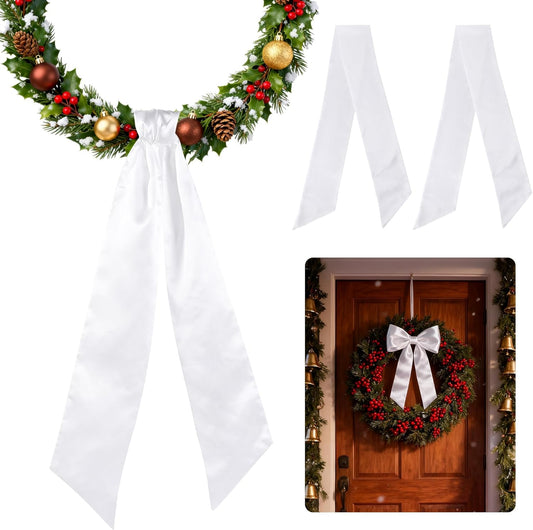 Regine Switzerland White Satin Blank Sash - Perfect for Wedding Embroidery & Holiday Decor | 2 Pieces