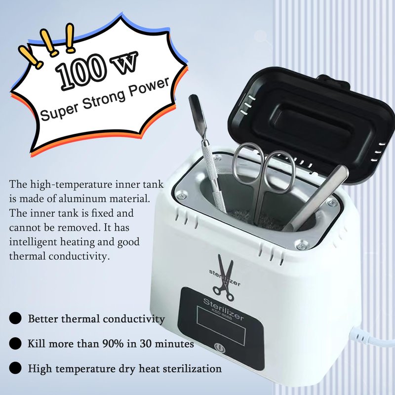 LINBEAUTI Nail Tool Sterilizer High-Temperature Nail Sterilizer Portable For Metal Nail Art Tools Dental Tool Sterilizer with Glass Beads Sterilizer High Temperature For Manicure Salon