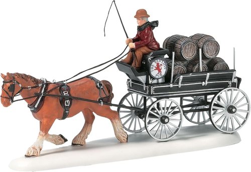 Department 56 - Dickens' Village Red Lion Pub Horse-Drawn Beer Wagon Figurine | 4.25 Inch, Multicolor