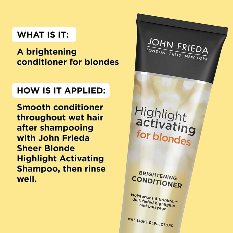 John Frieda Sheer Blonde Highlight Activating Enhancing Conditioner (For Lighter Blondes), 8.45 Oz (Pack of 3)
