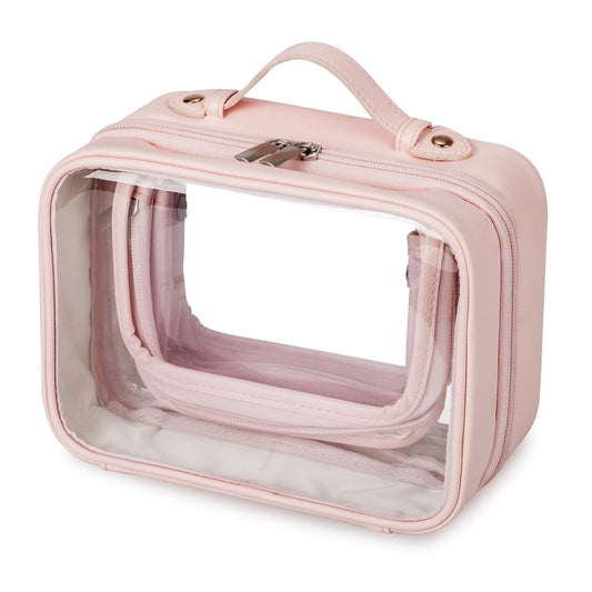 GRANNY SAYS TSA Approved Toiletry Bag, Clear Makeup Bag, Travel Toiletry Bag for Women, Leather Travel Cosmetic Bag, Portable PVC Waterproof Bag, Small Makeup Organizer, Black