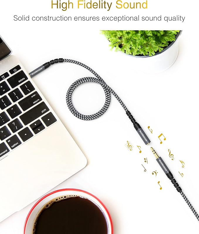 BlueRigger Headphone Extension Cable (50FT, 24K Gold Plated Jack, Hi-Fi Sound, 3.5mm Male to Female Stereo Audio Cable) – Aux Cord for iPod, Laptops, Smartphones, Speakers, Tablets, Home Car Stereo