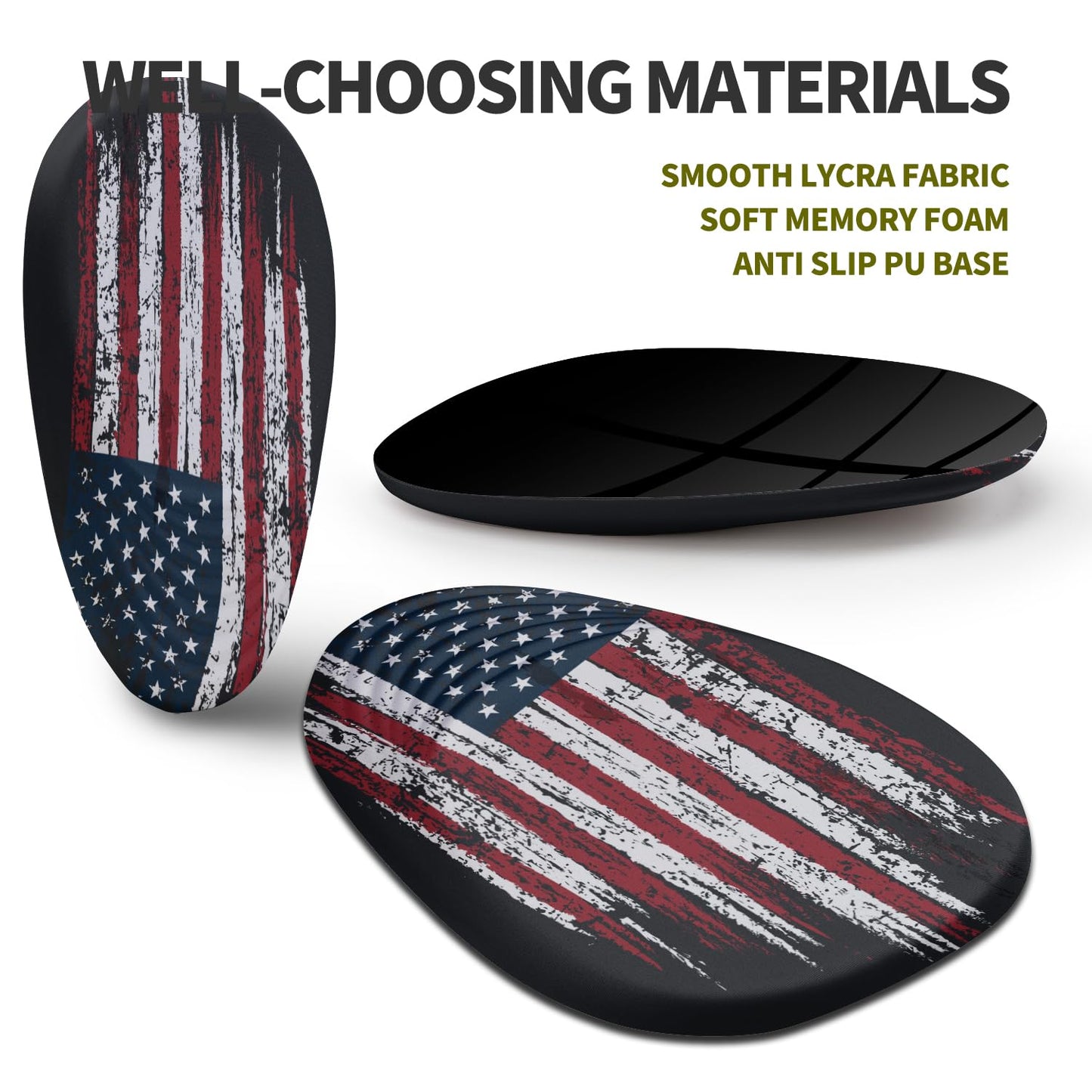 Hokafenle Ergonomic Mouse Pad Wrist Support, Terraced Slope Carpal Tunnel Wrist Pad for Mouse with Unibody Memory Foam, Wrist Rest Pain Relief Mousepad (US Flag, 11.8x7.9 in)